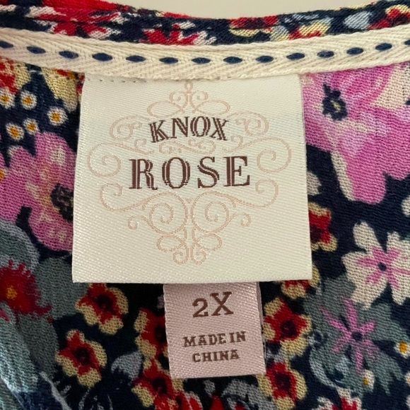 Knox Rose Multi-Colored Floral High-Low Maxi Dress Button Front Ruffe Size 2X - Picture 3 of 16